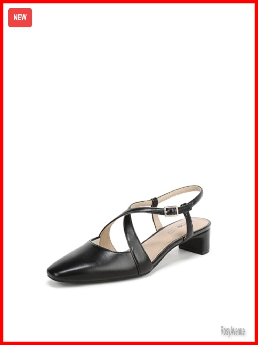 Women's Strappy Slingback Block Heel Pump Faux Leather Buckle Dress Shoes